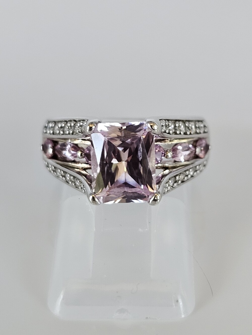 Victoria Wieck Pink Sapphire & Absolute Diamond Simulants Sterling Silver Sz 6!